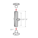 RAM - B-SIZE - BRAZO DE DOBLE ARTICULACIÓN - LARGO 150MM